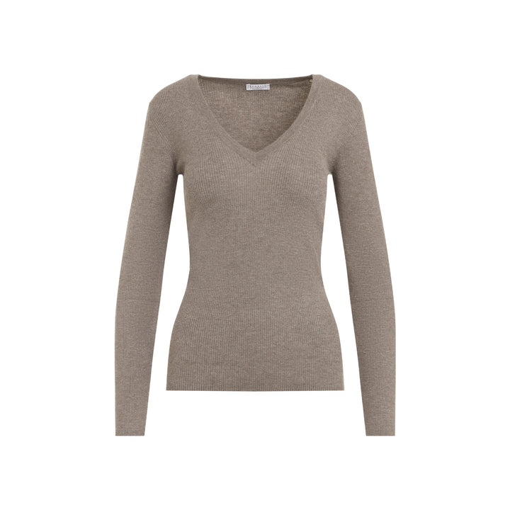 Brunello Cucinelli V neck - Brown | 30187fa0572971a4a77d4839f3c4a4dd372a0259