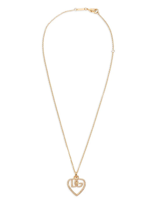 Heart And Logo Rhinestones Pendant Necklace