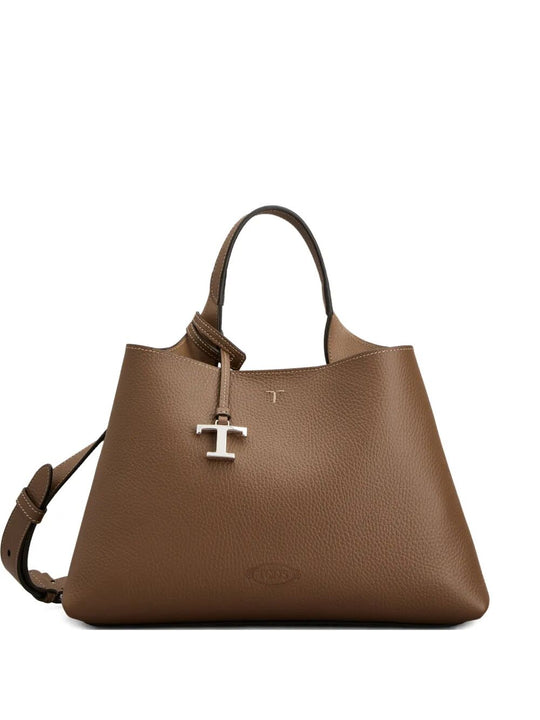Flat Handle Leather Small Bag