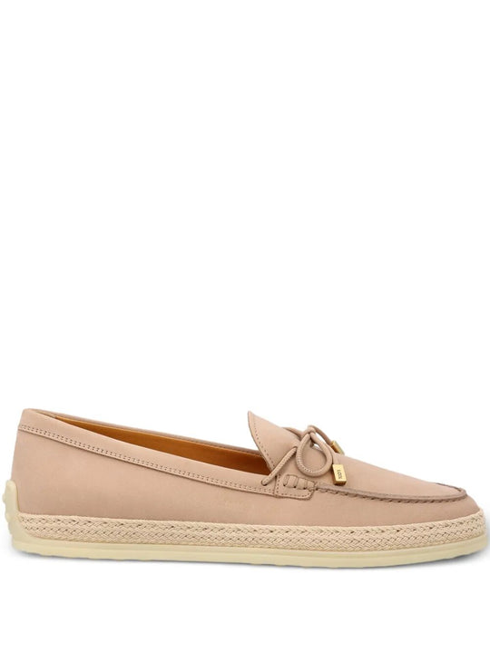 Raffia Weaving Silky Nubuck Loafers