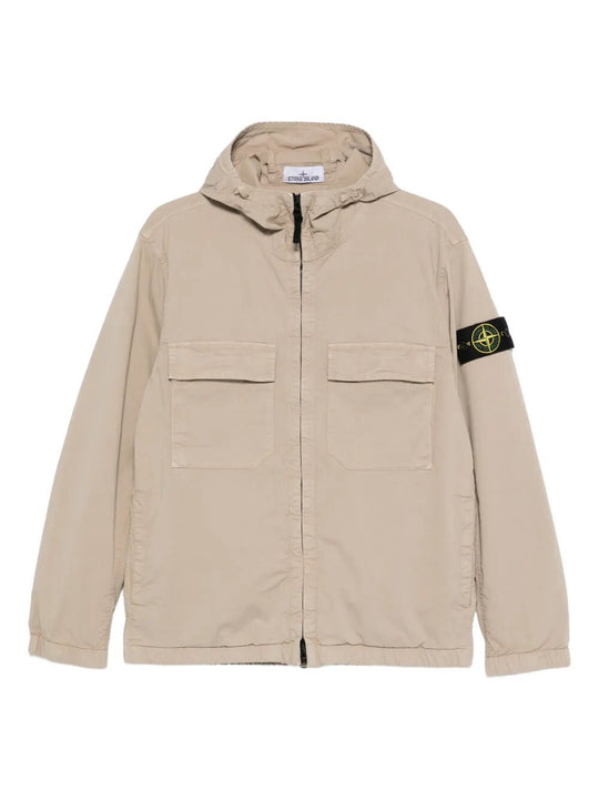 Cotton Twill Hooded Jacket With Anti-Drop