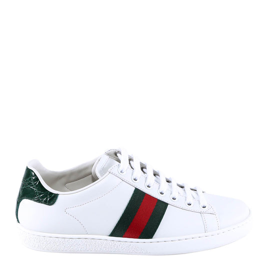 Leather Sneakers With Iconic Web Band