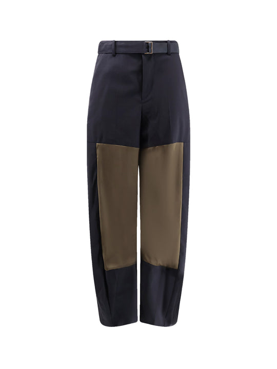 Wool Blend Trousers With Nylon Inserts