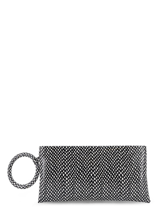 Aura Leather Clutch Bag With Snake Motif