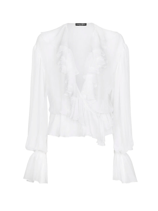 Silk Shirt With Rouches