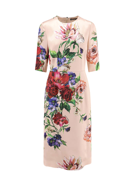 Satin Dress With Iconic Floral Print