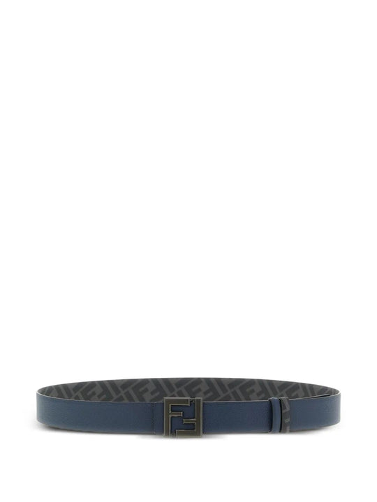 Ff Squared Leather And Ff Canvas Reversible Belt