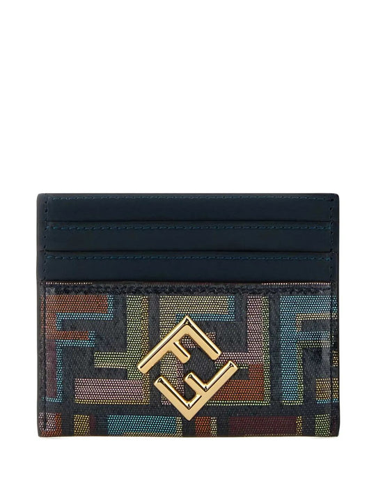 Ff Diamonds Multicolour Glazed Ff Fabric Flat Card Case