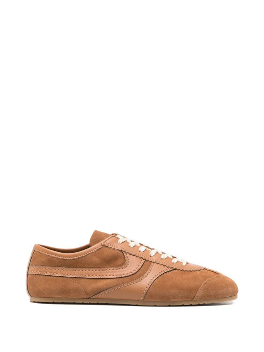 Suede Sneakers With Leather Inserts