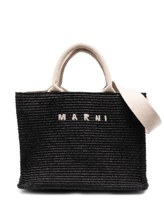 Raffia-Effect Small Tote Bag
