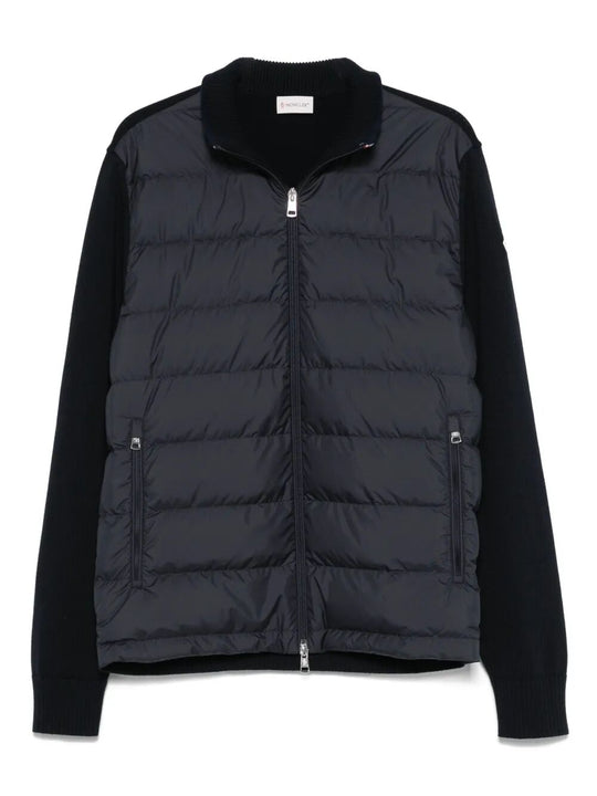 Padded Zip-Up Cotton Cardigan