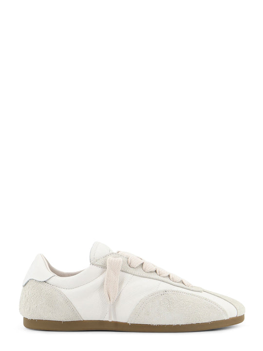 Leather And Suede Sneakers With Engraved Logo On The Tongue