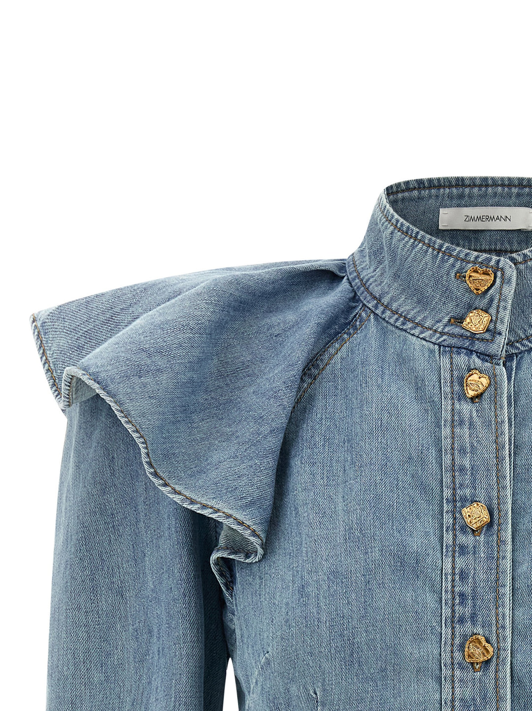 Zimmermann Crush Denim Shirt and Blouse - Blue | 882cafe10c19f5db4e13ae1fae52d84d0d7e8440
