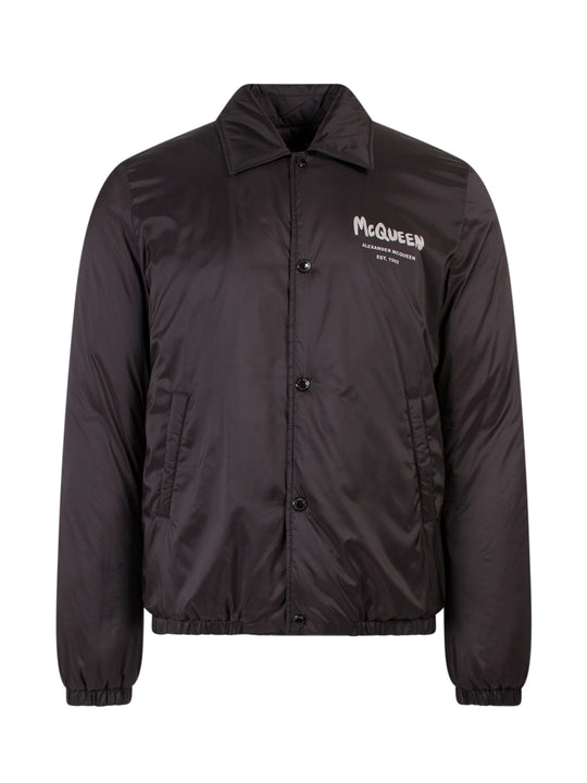 Padded Nylon Jacket With Frontal Logo