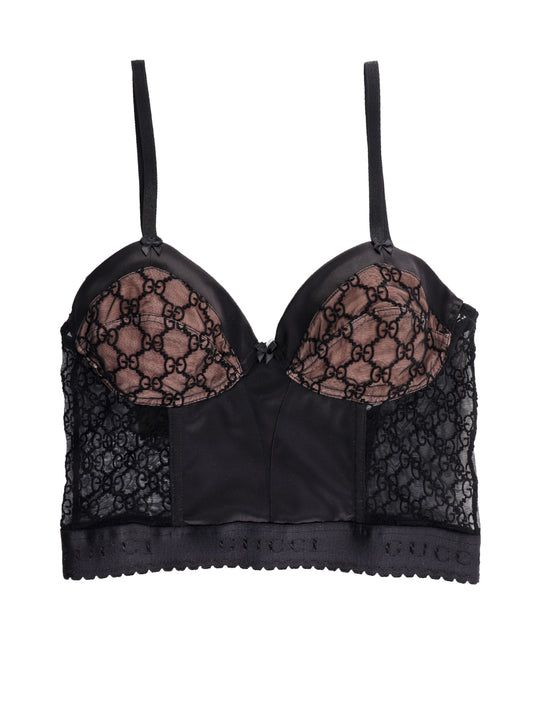 Silk And Nylon Top With Gg Motif