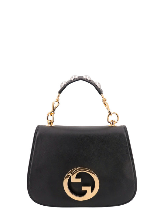 Leather Shoulder Bag With Frontal Double G