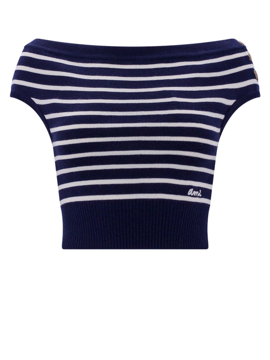 Merino Wool Top With Striped Motif