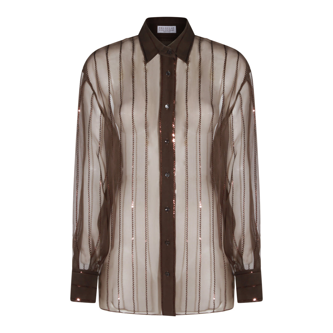 Brunello Cucinelli Shirts - DARK CHOCOLATE | 24f40e202229391e88b11f7ecb20b14d9ba07dac