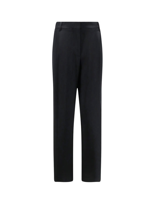 Pleated Straight Satin Trousers