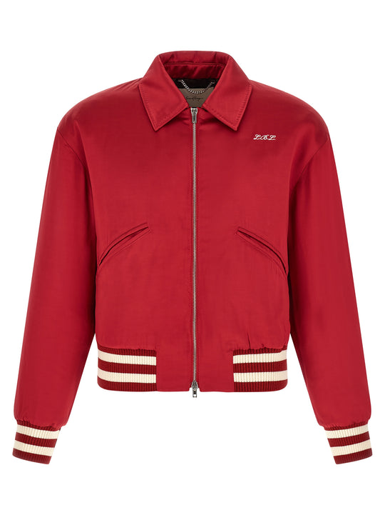 Aces Satin Club Puffer Jackets Red