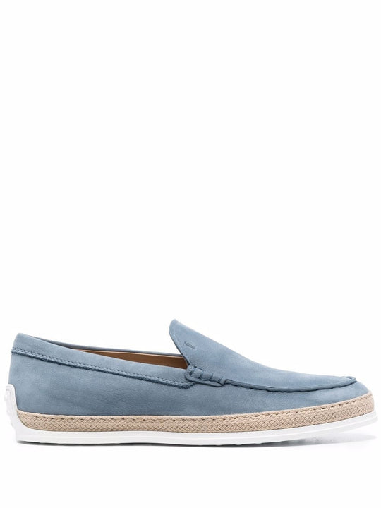 Slip-Ons Nubuck Loafers With Raffia Weaving