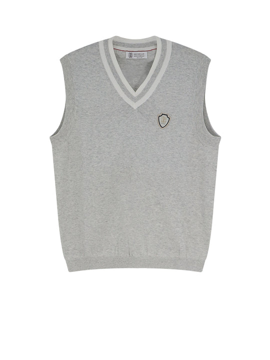 Cotton Vest With Front Logo Patch