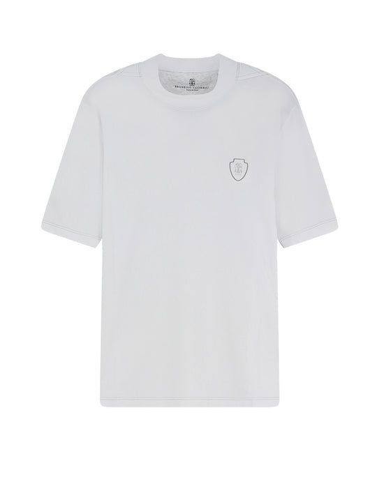 Technical Fabric T-Shirt With Front Logo Patch