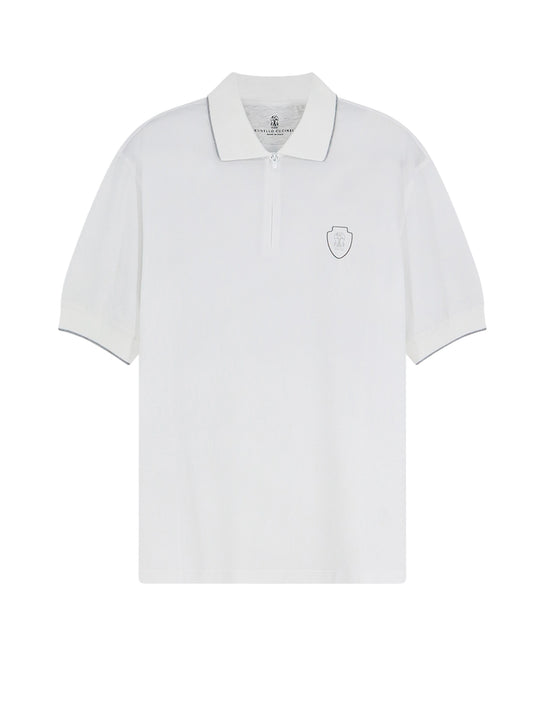 Technical Fabric Polo Shirt With Embroidered Logo On The Front