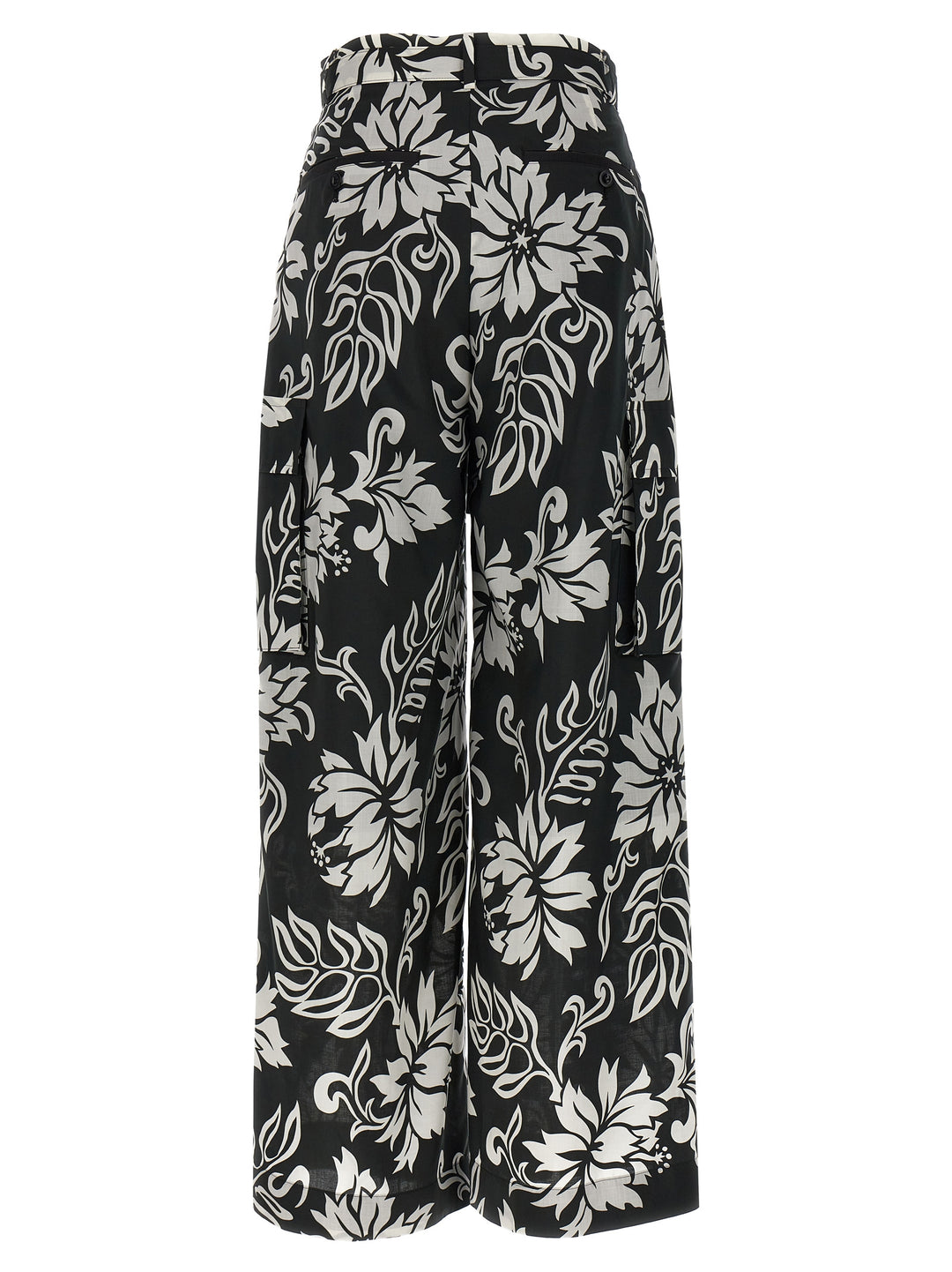 Sacai Floral Print Trousers Pants - White/Black | 8a2dfb489c3537703e96d3f60f761227aa51f5bf