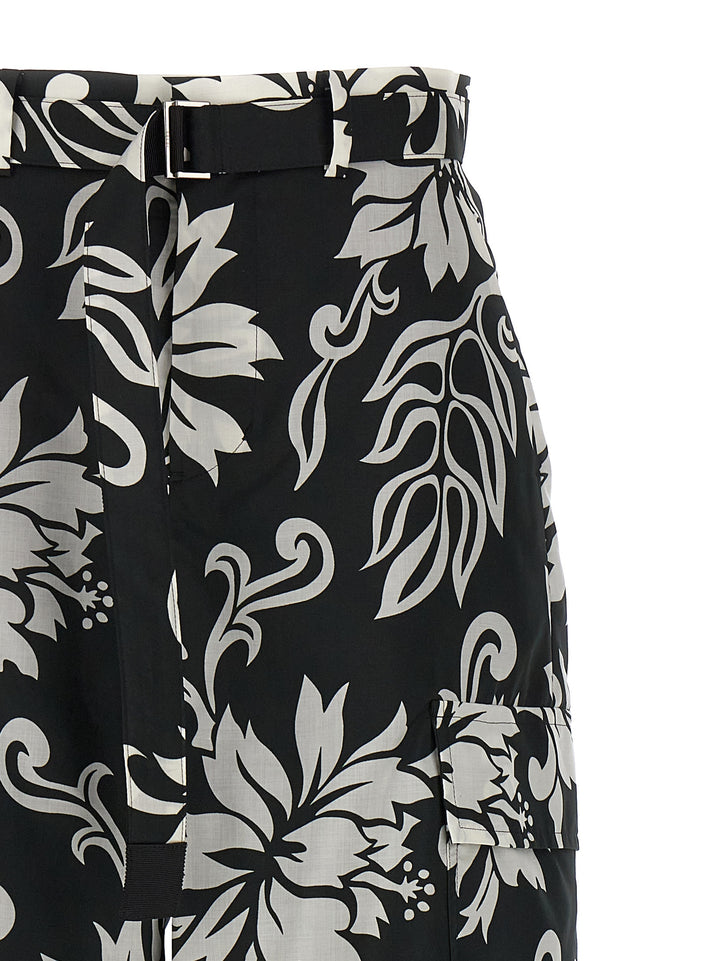 Sacai Floral Print Trousers Pants - White/Black | 915da9061672e2c7afedf4e9dd9e1d5fbe3e9475