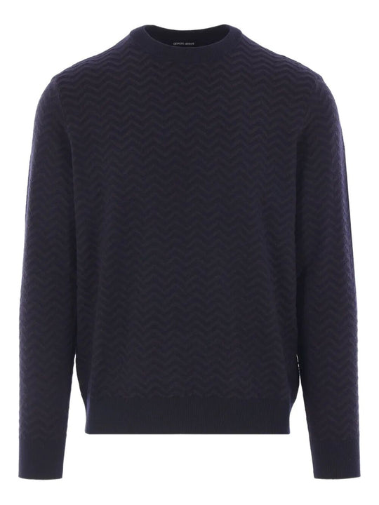 Crewneck Sweater In Virgin Wool Chevron VanisÉ