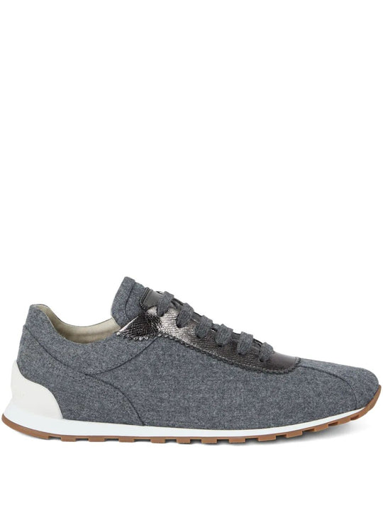 Virgin Wool Flannel And LamÉ Calfskin Runners With Monili
