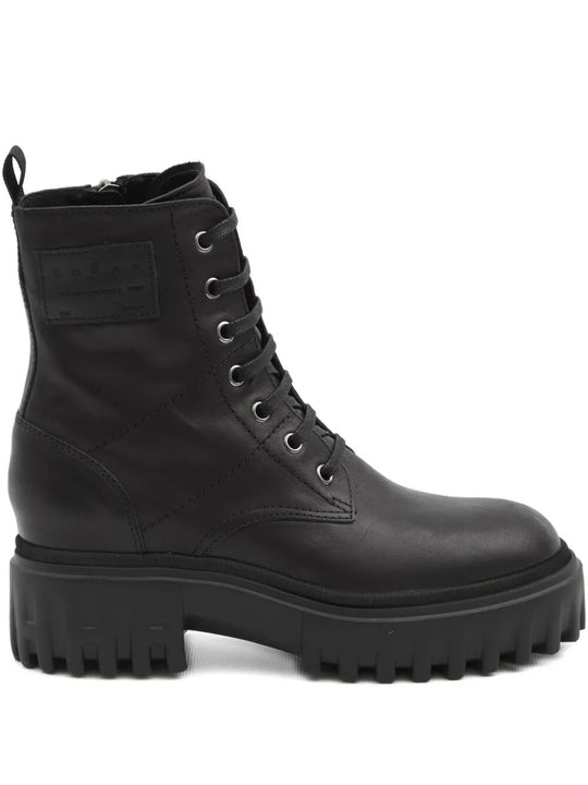 H700 Chunky Biker Boots In Leather