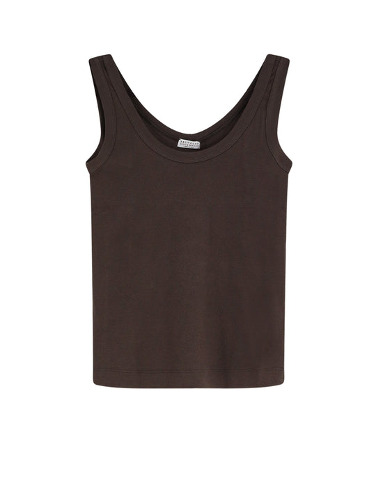 Cotton Blend Tank Top With Back Monili Detail