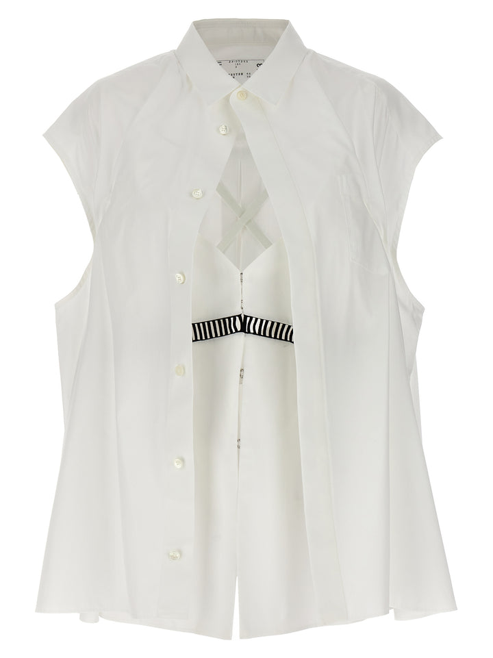 Sacai Overlay Shirt Shirt and Blouse - White | be517288e568feeb87159e08d0263912629aa118