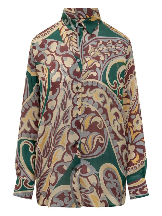 Paisley-Print Silk Shirt
