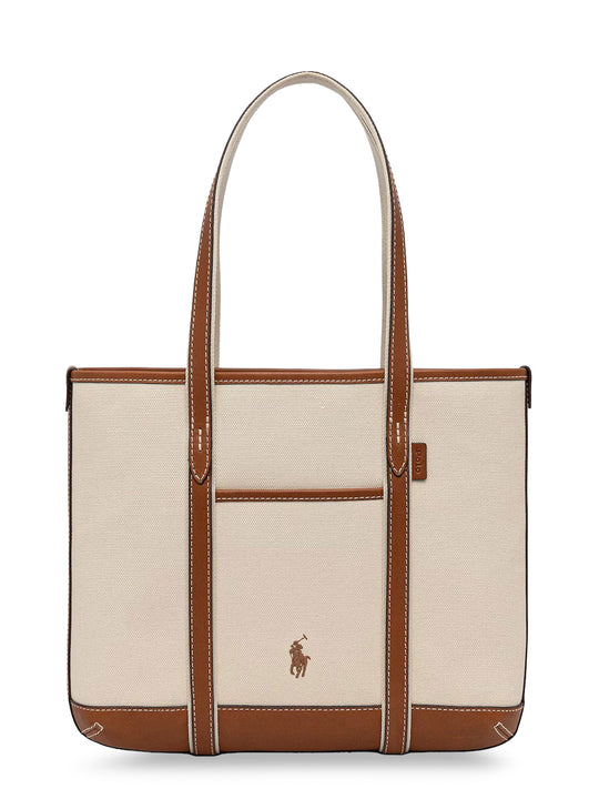 Canvas Shoulder Bag With Embroidered Logo On The Front
