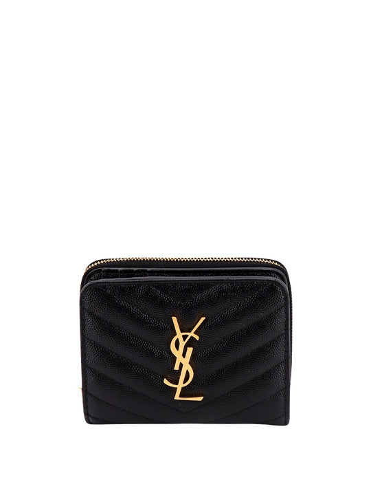 Quilted Leather Wallet With Metal Cassandre Logo
