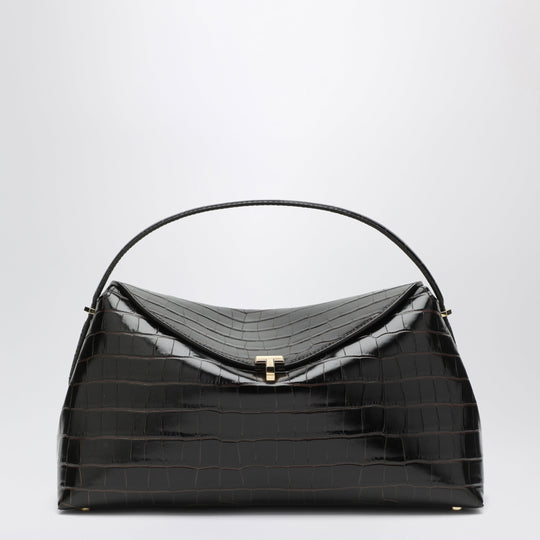 Everyday Bag In Dark Brown Crocodile-Embossed Leather