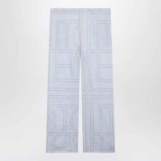Monogram Pajama Trousers In Light Blue Cotton Blend