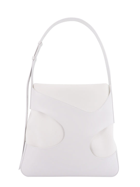 Shoulder Bag In Leather And Canvas With Cut-Out Details