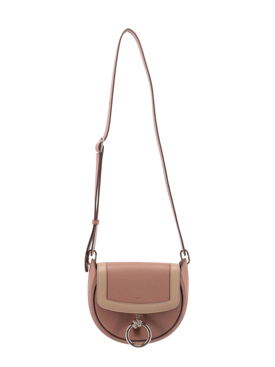Leather Shoulder Bag With Metal Ring