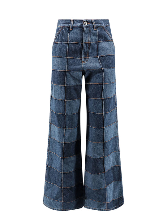 Multicolor Patchwork Denim Jeans This Denim Is A Blend Of Recycled Cotton ( Above 75%) And Natural Fibers