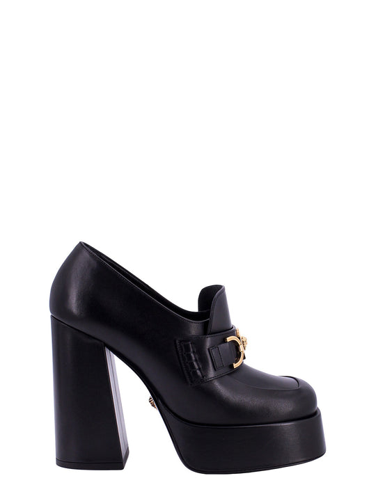 Leather Loafers With Metal Logo Plate