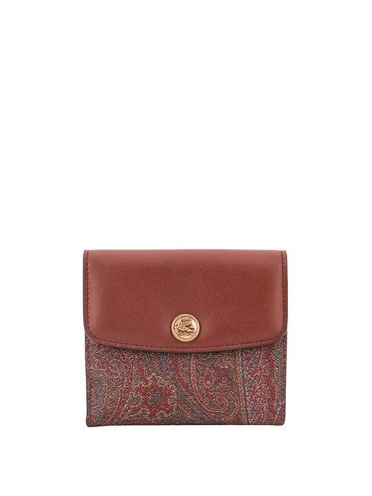 Jacquard Paisley Fabric Wallet With Leathr Flap