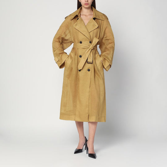 Double-Breasted Cici Trench Coat In Ramie