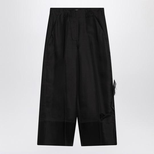 Atelier Pasa Black Trousers In Silk And Wool