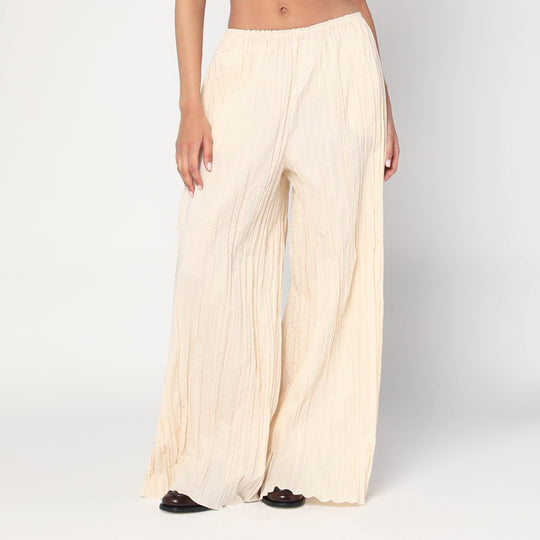 Pinola-Atelier Pleated Fabric Ivory Trousers