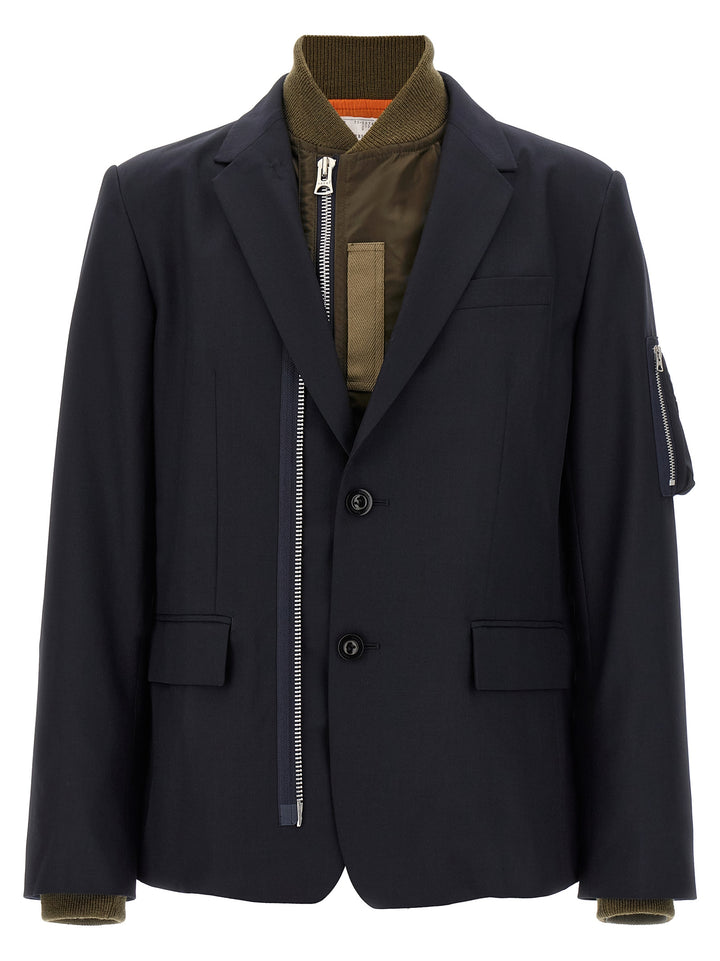 Sacai Bomber Insert Blazer - Blue | 6dca863ec86e79a87fdd8d948c2f5297420b63f3