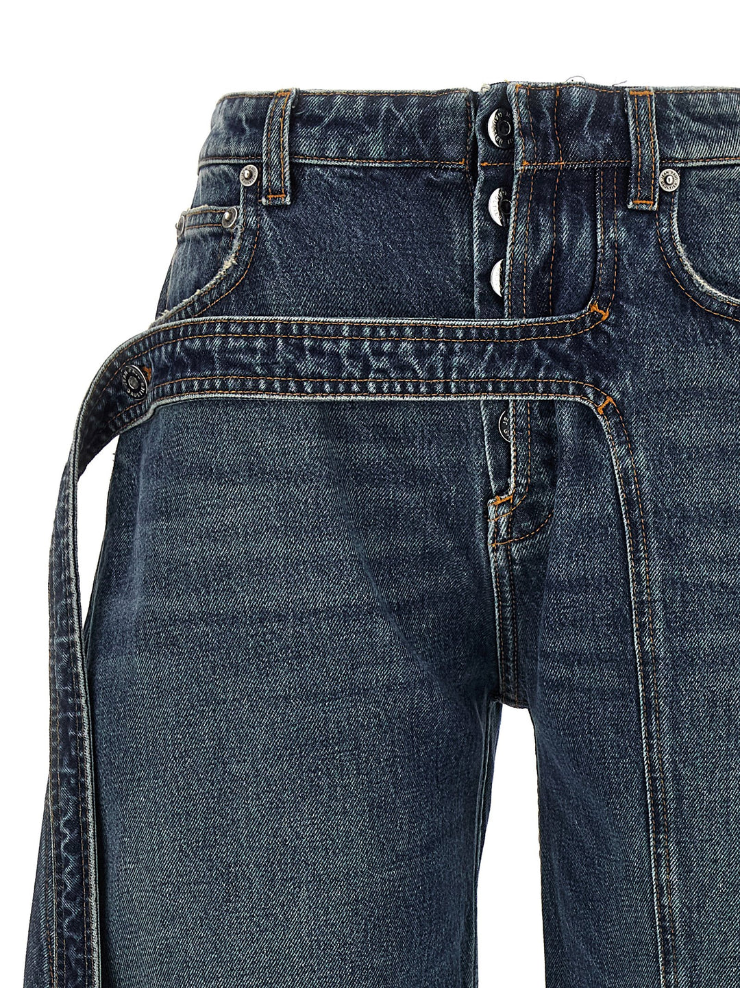 Jean Paul Gaultier The Blue Denim Strap Jeans - Light Blue | cd879d9a7925ebcb6c0e3d9fffd98a3989312569